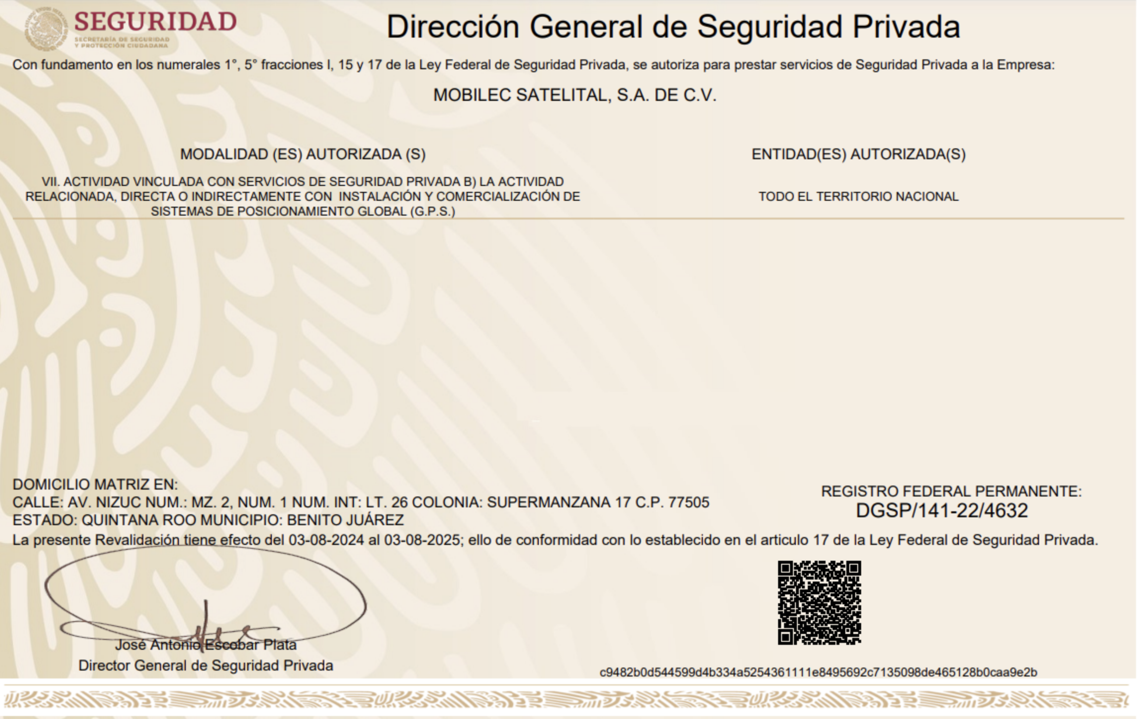 Certificado de Alianza Seguridad